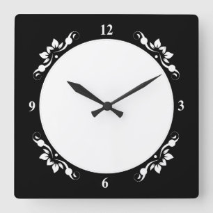 Wit met zwart decoratief gezicht Personaliseer kun Vierkante Klok