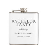 Wit met zwart klassiek heren vrijgezellenfeest cad heupfles (Voorkant)