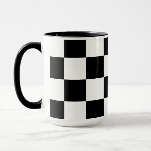 Wit met Zwart Vierkant Patroon 15 oz Combo Mok (Links)