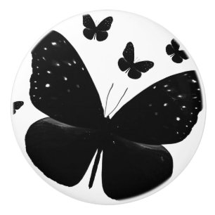 Wit met Zwarte Vlinders Chic Vlinder Decor Keramische Knop