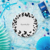 Wit met zwarte vlinders Custom Chic Party Papieren Bordje (Feest)