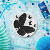Wit met zwarte vlinders Custom Chic Party Papieren Bordje (Feest)