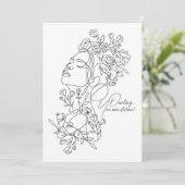 Wit Minimaal Abstract Bloemen Wenskaart Feestdagenkaart (Staand voorkant)