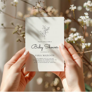 wit minimalistisch Baby shower Kaart