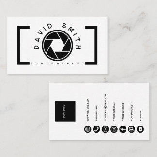 Wit Minimalistisch Camerafotograaf Bedrijfskaart Visitekaartje