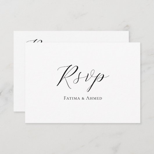 Wit Minimalistisch Elegant Moslim Bruiloft RSVP Ka (Voorkant / Achterkant)