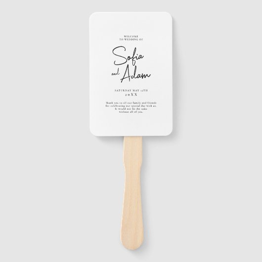 Wit Minimalistisch Elegant Trouwprogramma Handwaaier (Voorkant)