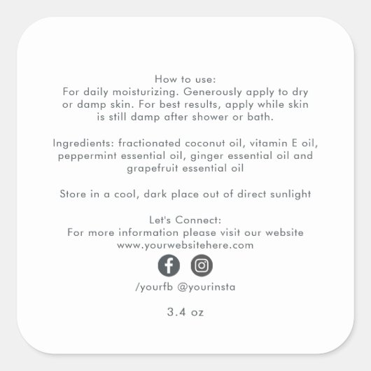 Wit Minimalistisch Etiket voor Schoonheidsproducte (Voorkant)