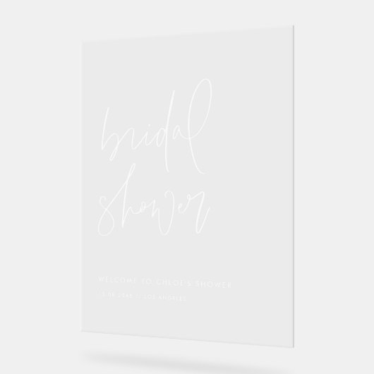 Wit minimalistisch handgeschreven Vrijgezellenfees Acryl Bord (Hoek)