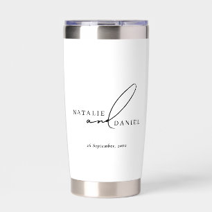 Wit minimalistisch & klassiek huwelijksgeschenk geïsoleerde drinkbeker