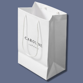 Wit Minimalistisch Maid of Honor Chic Medium Cadeauzakje