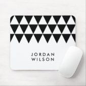 Wit Minimalistisch Modern Zwart Driehoekpatroon Muismat (Met muis)