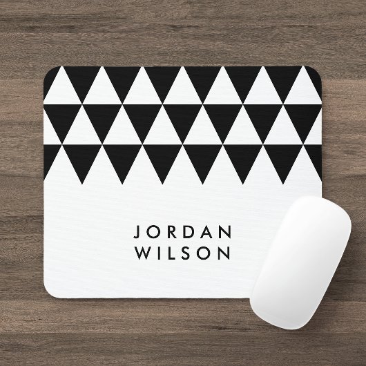 Wit Minimalistisch Modern Zwart Driehoekpatroon Muismat
