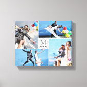 Wit Minimalistisch Monogram Bruiloft 4 Fotocollage Canvas Afdruk (Voorkant)