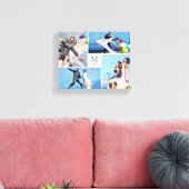 Wit Minimalistisch Monogram Bruiloft 4 Fotocollage Canvas Afdruk (Insitu (Woonkamer))