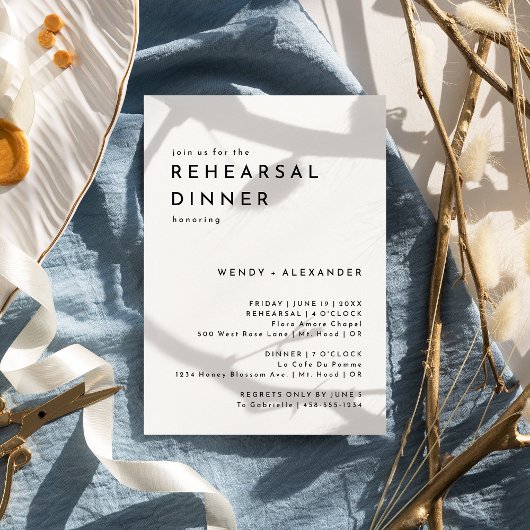 Wit Modern Bold Bruiloft repetitie diner Kaart