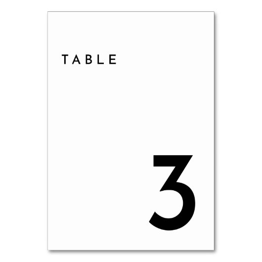 Wit Modern Bold Trouwtafel Nummer Kaart (Achterkant)