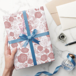 Wit | Modern & Elegant Bloempatroon Wrapping Cadeaupapier