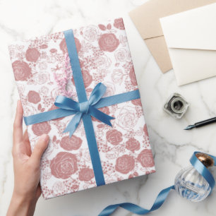 Wit Modern & Elegant Bloempatroon Wrapping Cadeaupapier