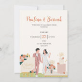 Wit Modern Gepersonaliseerd Roze Bruiloft Kaart (Voorkant)