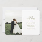 Wit | Modern Olijfgroen Roos Save the Date Kaart (Voorkant)