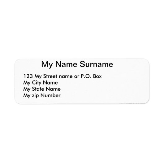 Wit modern retour adres label (Voorkant)