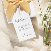 Wit Modern Script Bestemming Bruiloft Welkom Cadeaulabel