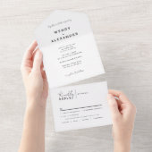 Wit Modern Script Bruiloft All In One Uitnodiging (Afscheurbaar)