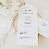Wit Modern Script Bruiloft All In One Uitnodiging