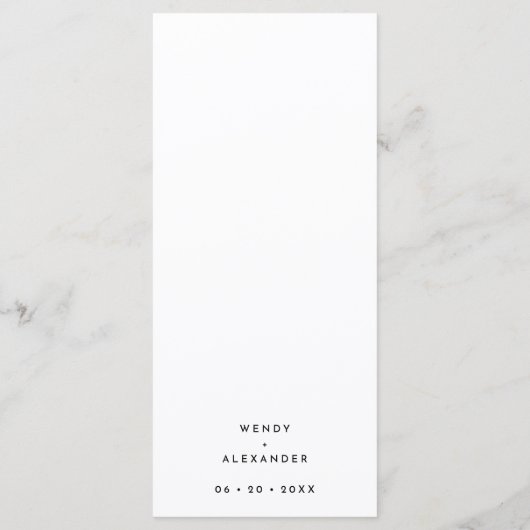 Wit Modern Script Bruiloft Flat Menu (Achterkant)