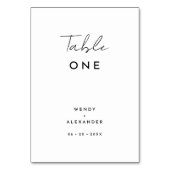 Wit Modern Script Bruiloft Tafel Nummer Kaart (Achterkant)