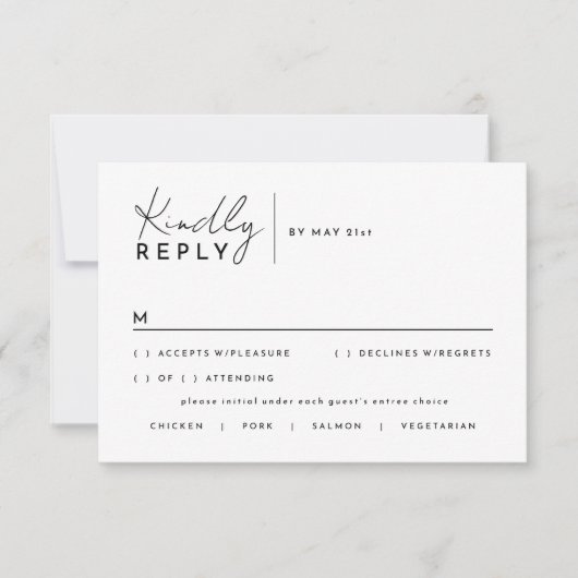 Wit Modern Script Huwelijksreactie Kaart (Voorkant)