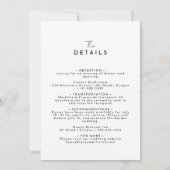 Wit Modern Script Monogram Crest Bruiloft Details Kaart (Achterkant)