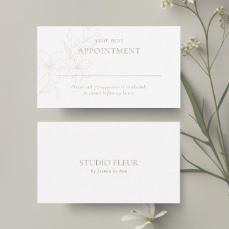 Wit | Moderne Boho Minimal Floral Afsprakenkaartje