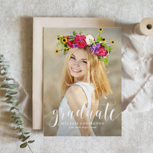 Wit Moderne Calligrafie Foto Afstuderen Kaart