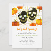 Wit | Moderne Faux Opal Halloween schedels Kaart (Voorkant)