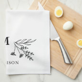 Wit Monogram Initiaal Moderne Familienaam Oma Theedoek (Quarter Fold)