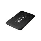 Wit Monogram of Naam Binnen Grijze Rand op Zwart Badmat (Gekanteld)