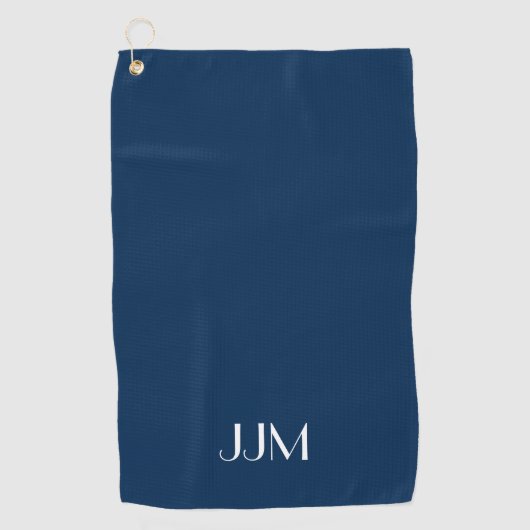 Wit Monogram op Navy Blue Golfhanddoek (Voorkant)