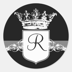 Wit Monogram Ronde Sticker