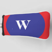 Wit monogram rood blauw golfheadcover (Voorkant)