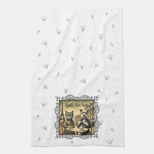 Wit morsen van de Tea Kitchen Handdoek (Verticaal)