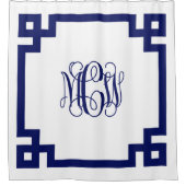 Wit Navy Vine Script Monogram Grieks Key DIY BG Douchegordijn (Voorkant)