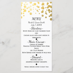 Wit & Nepgoud Confetti Elegante Menukaart