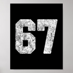 Wit Nummer 67 Jersey Speler Uniform # in Distresse Poster