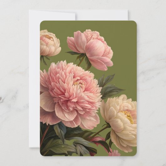 Wit & Olijf | Blush Roos huwelijksuitnodiging Kaart (Achterkant)