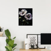 Wit Oosters Poppy Flowers Art Print Poster (Thuiskantoor)