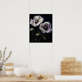 Wit Oosters Poppy Flowers Art Print Poster (Keuken)