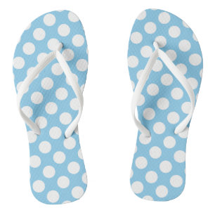 Wit op Baby Blauw Grote Grootte Polka Dots Teenslippers