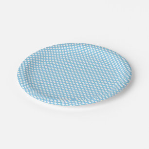 Wit op Baby Blauw Kleine Grootte Polka Dots Papieren Bordje